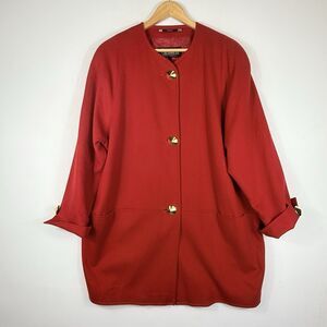 Pierrette B Red Super Pure Wool Cashmere Lightweight Blazer Jacket Women's Sz 12